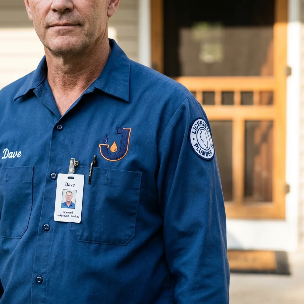 Licensed plumber showing ID badge in South Yarmouth, MA