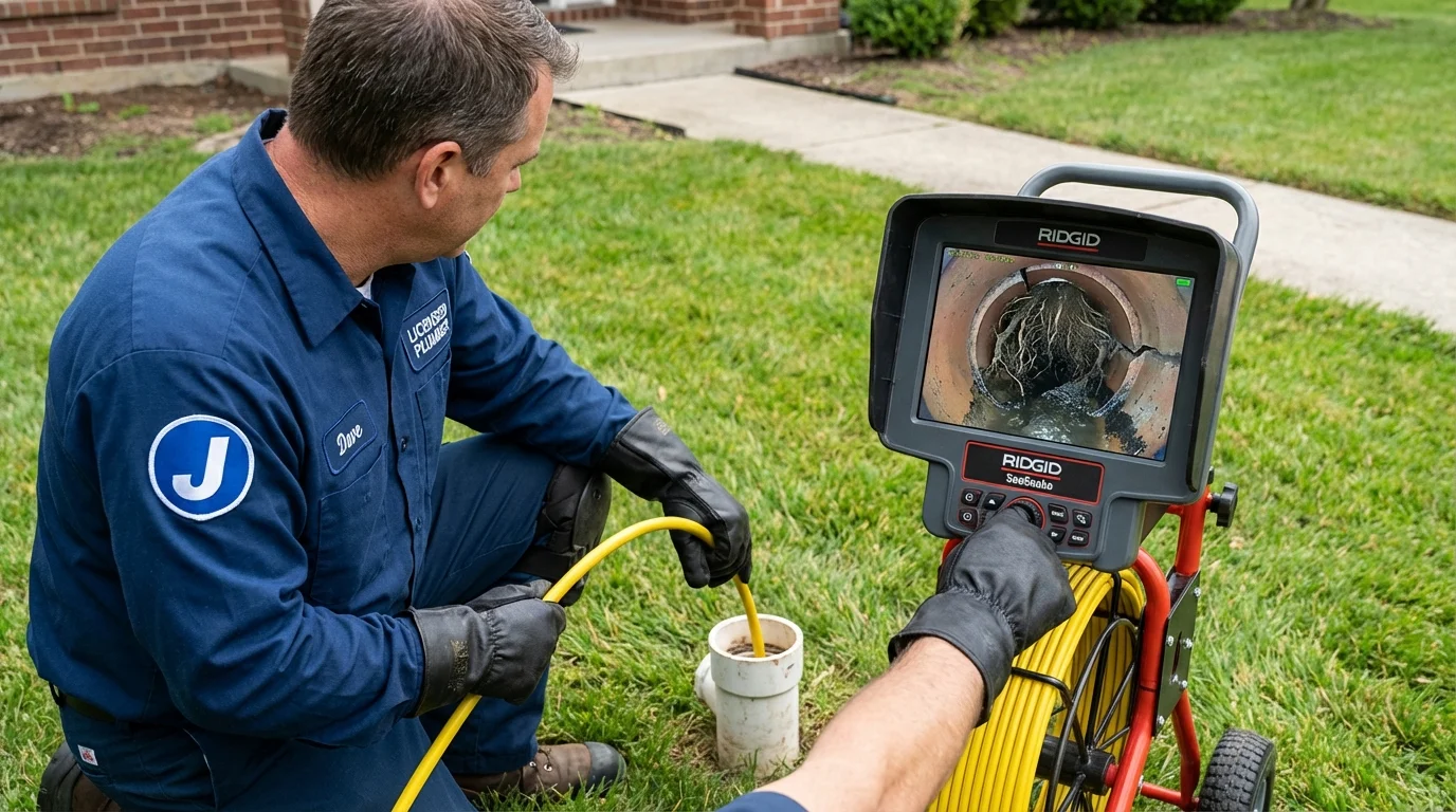 Sewer camera inspection being performed by Johns Plumbing LLC in South Yarmouth
