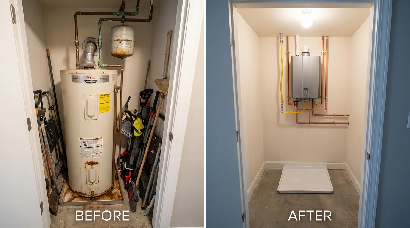 Tank water heater versus wall-mounted tankless unit comparison for South Yarmouth, MA homeowners